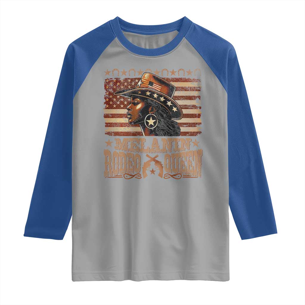 Melanin Rodeo Queen Raglan Shirt Black Cowgirl Vintage American Flag TS11 Sport Gray Royal Print Your Wear