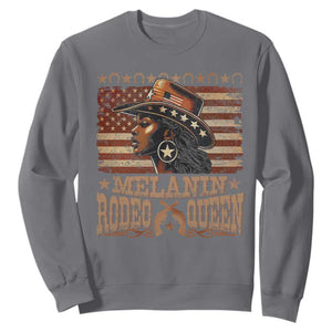 Melanin Rodeo Queen Sweatshirt Black Cowgirl Vintage American Flag TS11 Charcoal Print Your Wear