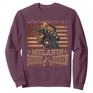 Melanin Rodeo Queen Sweatshirt Black Cowgirl Vintage American Flag TS11 Maroon Print Your Wear