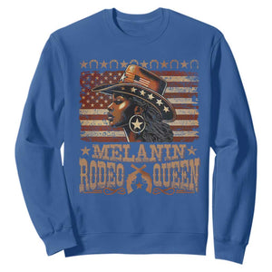 Melanin Rodeo Queen Sweatshirt Black Cowgirl Vintage American Flag TS11 Royal Blue Print Your Wear
