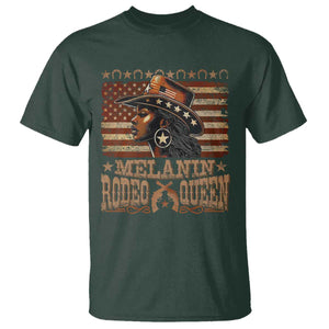Melanin Rodeo Queen T Shirt Black Cowgirl Vintage American Flag TS11 Dark Forest Green Print Your Wear
