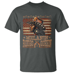 Melanin Rodeo Queen T Shirt Black Cowgirl Vintage American Flag TS11 Dark Heather Print Your Wear