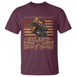 Melanin Rodeo Queen T Shirt Black Cowgirl Vintage American Flag TS11 Maroon Print Your Wear