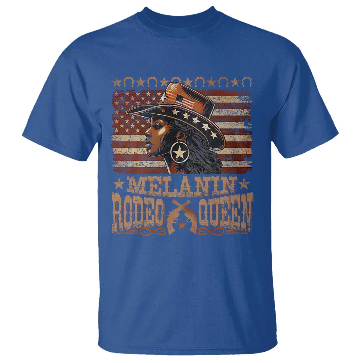 Melanin Rodeo Queen T Shirt Black Cowgirl Vintage American Flag TS11 Royal Blue Print Your Wear
