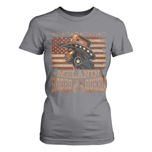 Melanin Rodeo Queen T Shirt For Women Black Cowgirl Vintage American Flag TS11 Charcoal Print Your Wear