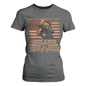 Melanin Rodeo Queen T Shirt For Women Black Cowgirl Vintage American Flag TS11 Dark Heather Print Your Wear