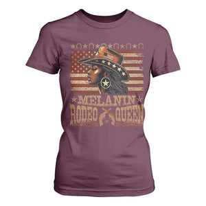 Melanin Rodeo Queen T Shirt For Women Black Cowgirl Vintage American Flag TS11 Maroon Print Your Wear