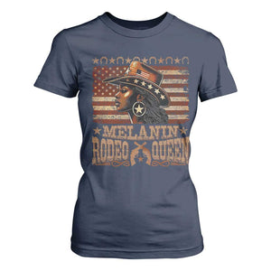 Melanin Rodeo Queen T Shirt For Women Black Cowgirl Vintage American Flag TS11 Navy Print Your Wear