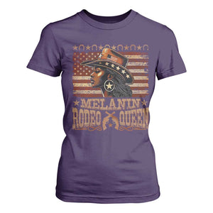 Melanin Rodeo Queen T Shirt For Women Black Cowgirl Vintage American Flag TS11 Purple Print Your Wear