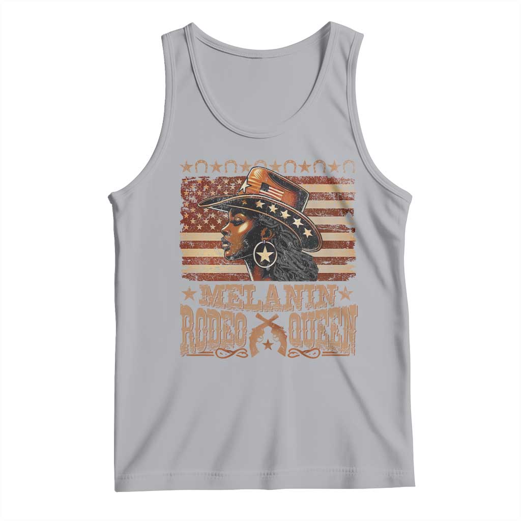 Melanin Rodeo Queen Tank Top Black Cowgirl Vintage American Flag TS11 Athletic Heather Print Your Wear