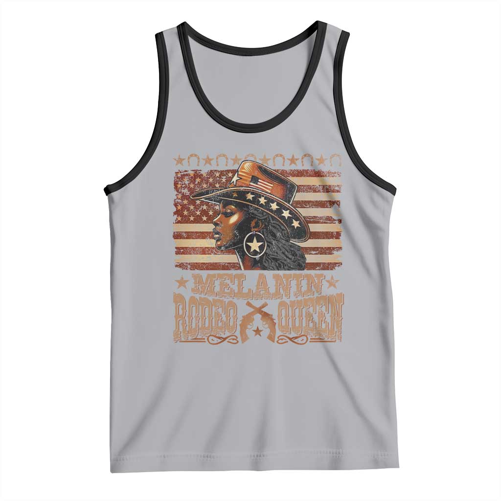 Melanin Rodeo Queen Tank Top Black Cowgirl Vintage American Flag TS11 Athletic Heather Black Print Your Wear