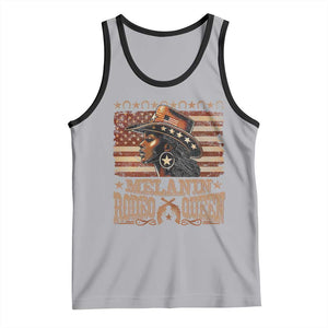 Melanin Rodeo Queen Tank Top Black Cowgirl Vintage American Flag TS11 Athletic Heather Black Print Your Wear