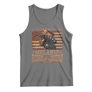 Melanin Rodeo Queen Tank Top Black Cowgirl Vintage American Flag TS11 Black Heather Print Your Wear