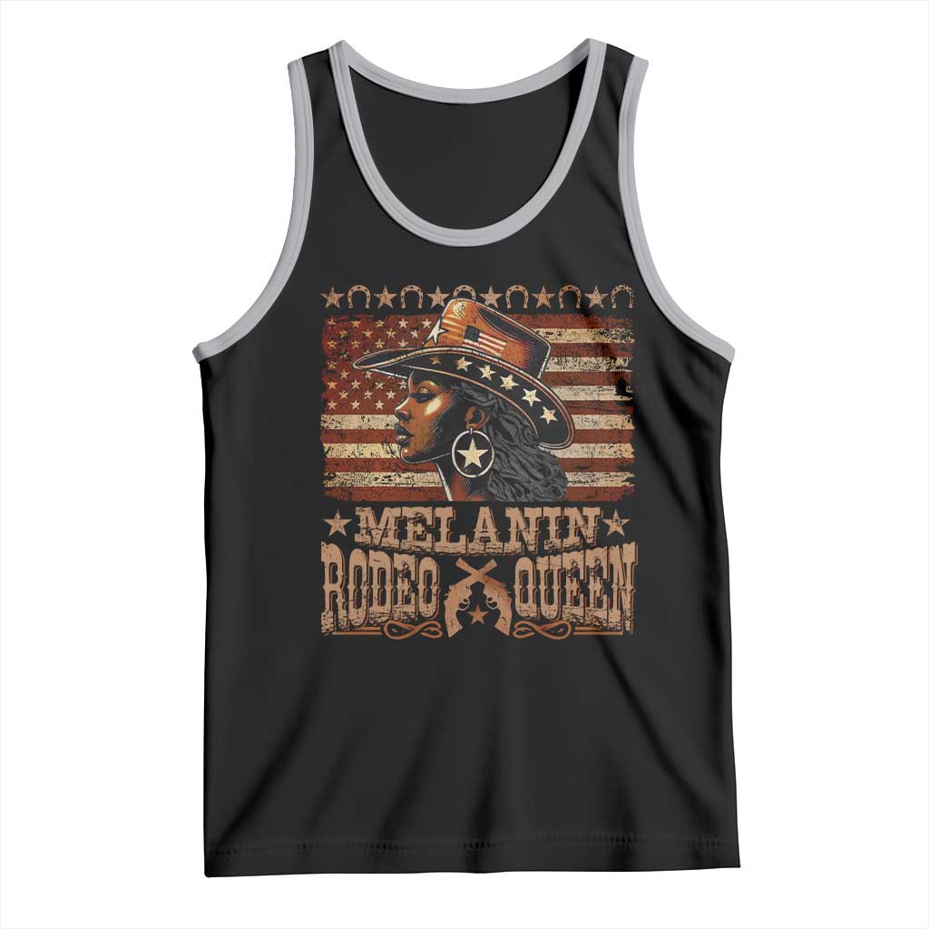 Melanin Rodeo Queen Tank Top Black Cowgirl Vintage American Flag TS11 Black Athletic Heather Print Your Wear