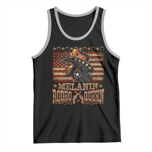 Melanin Rodeo Queen Tank Top Black Cowgirl Vintage American Flag TS11 Black Athletic Heather Print Your Wear