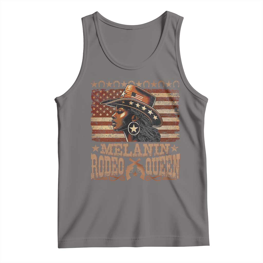 Melanin Rodeo Queen Tank Top Black Cowgirl Vintage American Flag TS11 Deep Heather Print Your Wear