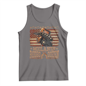 Melanin Rodeo Queen Tank Top Black Cowgirl Vintage American Flag TS11 Deep Heather Print Your Wear