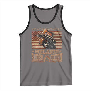 Melanin Rodeo Queen Tank Top Black Cowgirl Vintage American Flag TS11 Deep Heather Black Print Your Wear