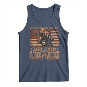 Melanin Rodeo Queen Tank Top Black Cowgirl Vintage American Flag TS11 Navy Print Your Wear