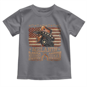 Melanin Rodeo Queen Toddler T Shirt Black Cowgirl Vintage American Flag TS11 Charcoal Print Your Wear