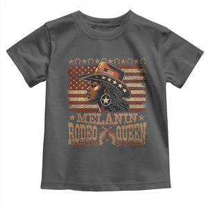 Melanin Rodeo Queen Toddler T Shirt Black Cowgirl Vintage American Flag TS11 Dark Heather Print Your Wear