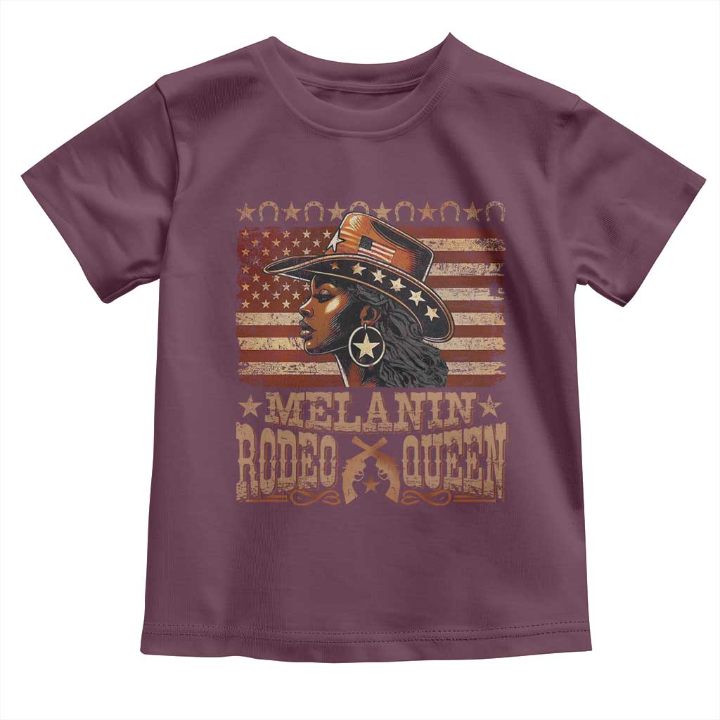 Melanin Rodeo Queen Toddler T Shirt Black Cowgirl Vintage American Flag TS11 Maroon Print Your Wear