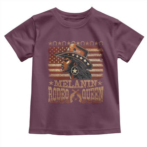 Melanin Rodeo Queen Toddler T Shirt Black Cowgirl Vintage American Flag TS11 Maroon Print Your Wear