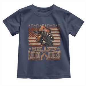 Melanin Rodeo Queen Toddler T Shirt Black Cowgirl Vintage American Flag TS11 Navy Print Your Wear