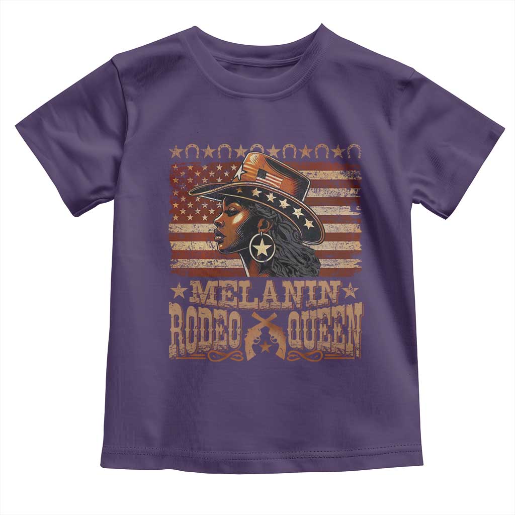 Melanin Rodeo Queen Toddler T Shirt Black Cowgirl Vintage American Flag TS11 Purple Print Your Wear