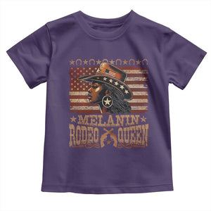 Melanin Rodeo Queen Toddler T Shirt Black Cowgirl Vintage American Flag TS11 Purple Print Your Wear