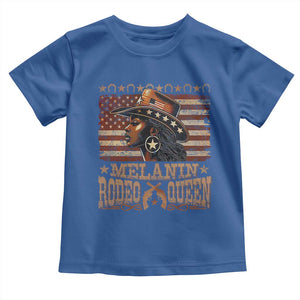 Melanin Rodeo Queen Toddler T Shirt Black Cowgirl Vintage American Flag TS11 Royal Blue Print Your Wear