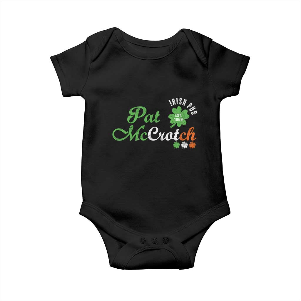 Pat McCrotch Irish Pub Baby Onesie St Patricks Day Drinking Humor TS11 Black Print Your Wear