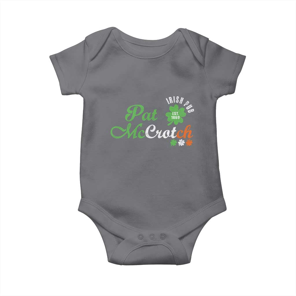 Pat McCrotch Irish Pub Baby Onesie St Patricks Day Drinking Humor TS11 Charcoal Print Your Wear