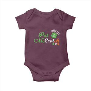 Pat McCrotch Irish Pub Baby Onesie St Patricks Day Drinking Humor TS11 Maroon Print Your Wear