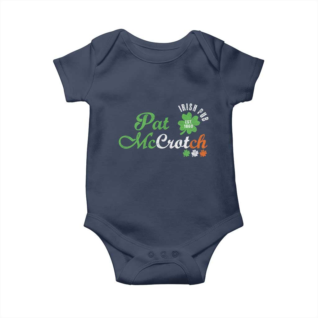 Pat McCrotch Irish Pub Baby Onesie St Patricks Day Drinking Humor TS11 Navy Print Your Wear
