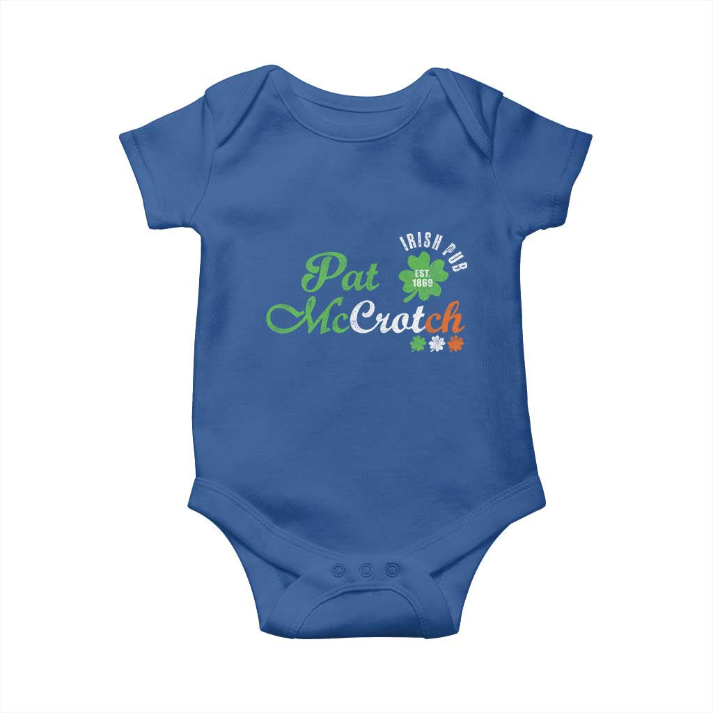 Pat McCrotch Irish Pub Baby Onesie St Patricks Day Drinking Humor TS11 Royal Blue Print Your Wear