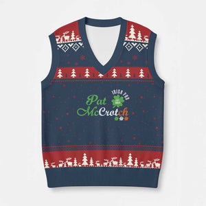 Pat McCrotch Irish Pub V-Neck Knit Sweater Vest St Patricks Day Drinking Humor TS11 Navy Red Print Your Wear