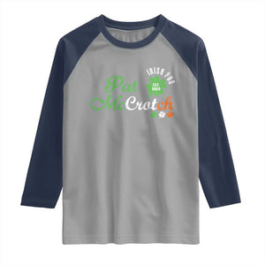 Pat McCrotch Irish Pub Raglan Shirt St Patricks Day Drinking Humor TS11 Sport Gray Navy Print Your Wear