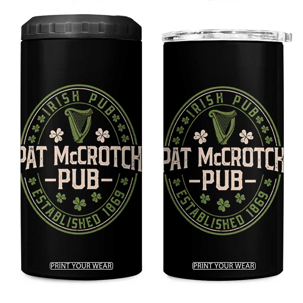 Pat McCrotch Irish Pub 4 in 1 Can Cooler Tumbler St Patricks Day Dirty Adult Drinking TS11 One Size: 16 oz Black Print Your Wear