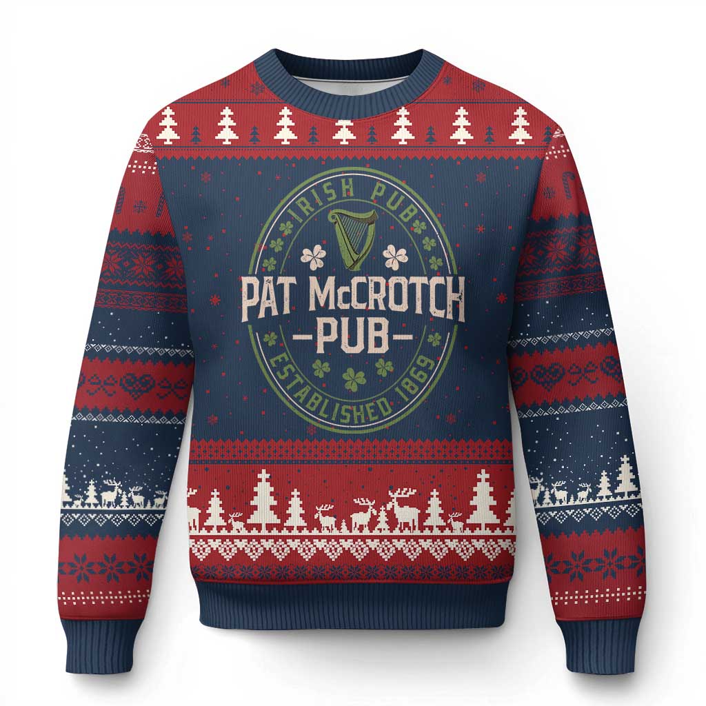Pat McCrotch Irish Pub Ugly Christmas Sweater St Patricks Day Dirty Adult Drinking TS11 Navy Red Print Your Wear