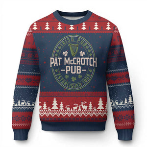 Pat McCrotch Irish Pub Ugly Christmas Sweater St Patricks Day Dirty Adult Drinking TS11 Navy Red Print Your Wear