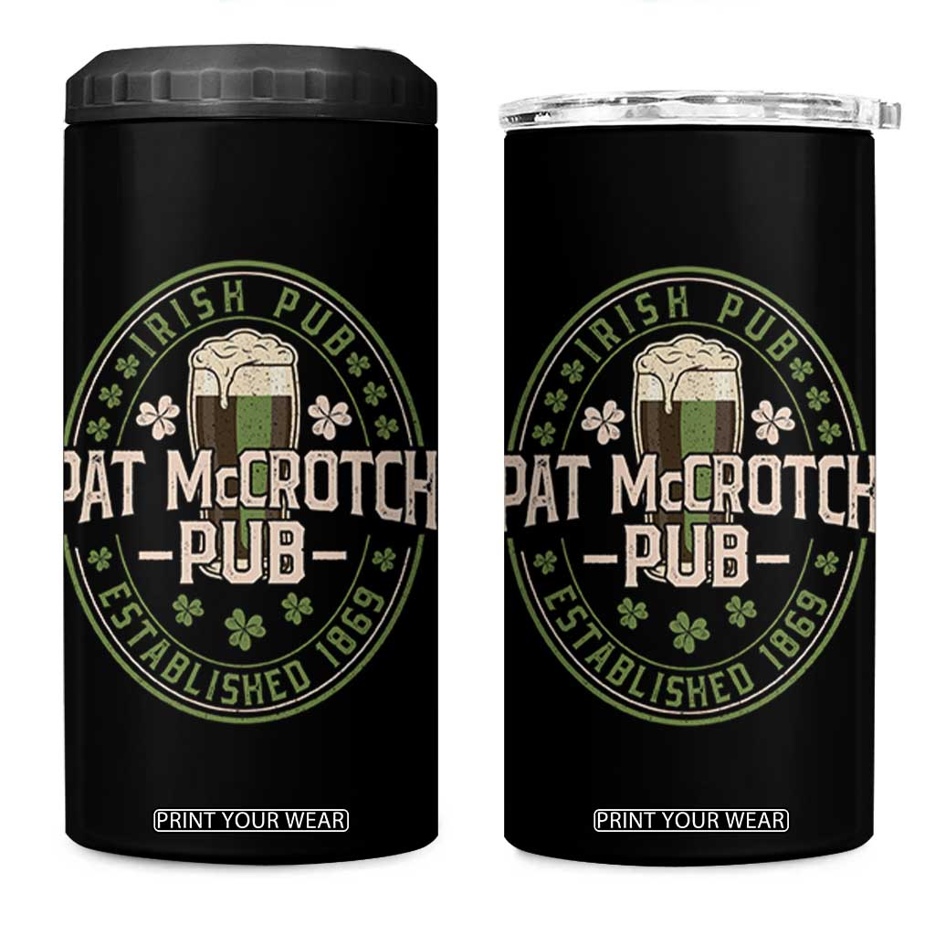 Funny Pat McCrotch Irish Pub 4 in 1 Can Cooler Tumbler St Patricks Day Adult Humor Party Drinking TS11 One Size: 16 oz Black Print Your Wear