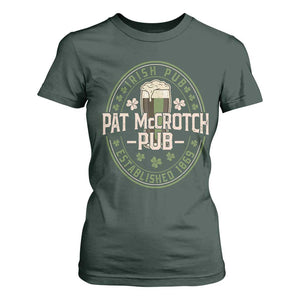 Funny Pat McCrotch Irish Pub T Shirt For Women St Patricks Day Adult Humor Party Drinking TS11 Dark Forest Green Print Your Wear