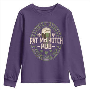 Funny Pat McCrotch Irish Pub Youth Sweatshirt St Patricks Day Adult Humor Party Drinking TS11 Purple Print Your Wear