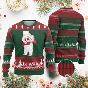 Greenland Is Not For Sale Ugly Christmas Sweater Greenland Bear Hug TS11 Red Green Print Your Wear