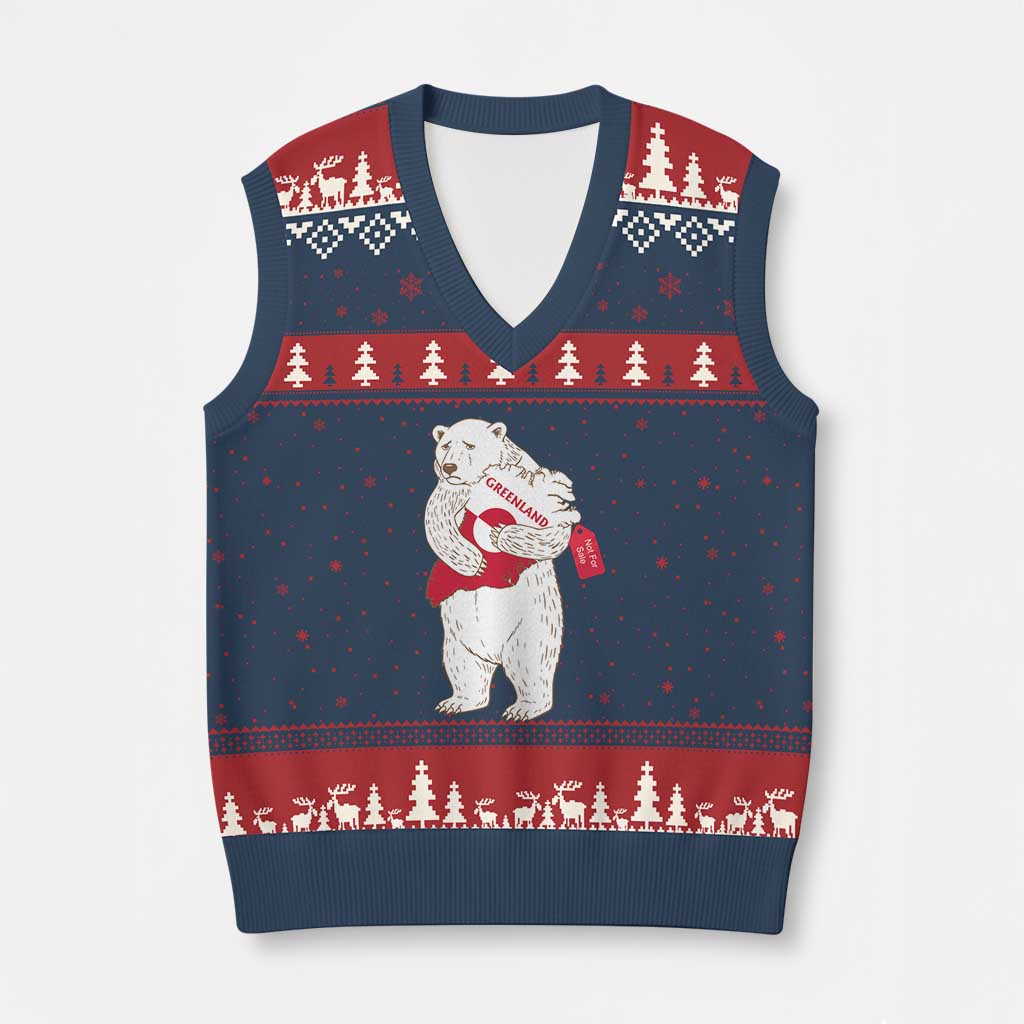Greenland Is Not For Sale V-Neck Knit Sweater Vest Greenland Bear Hug TS11 Navy Red Print Your Wear