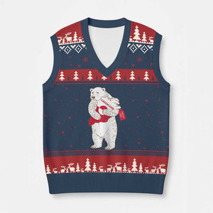 Greenland Is Not For Sale V-Neck Knit Sweater Vest Greenland Bear Hug TS11 Navy Red Print Your Wear