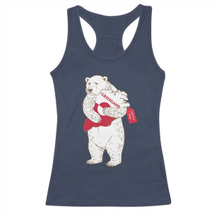 Greenland Is Not For Sale Racerback Tank Top Greenland Bear Hug TS11 Navy Print Your Wear