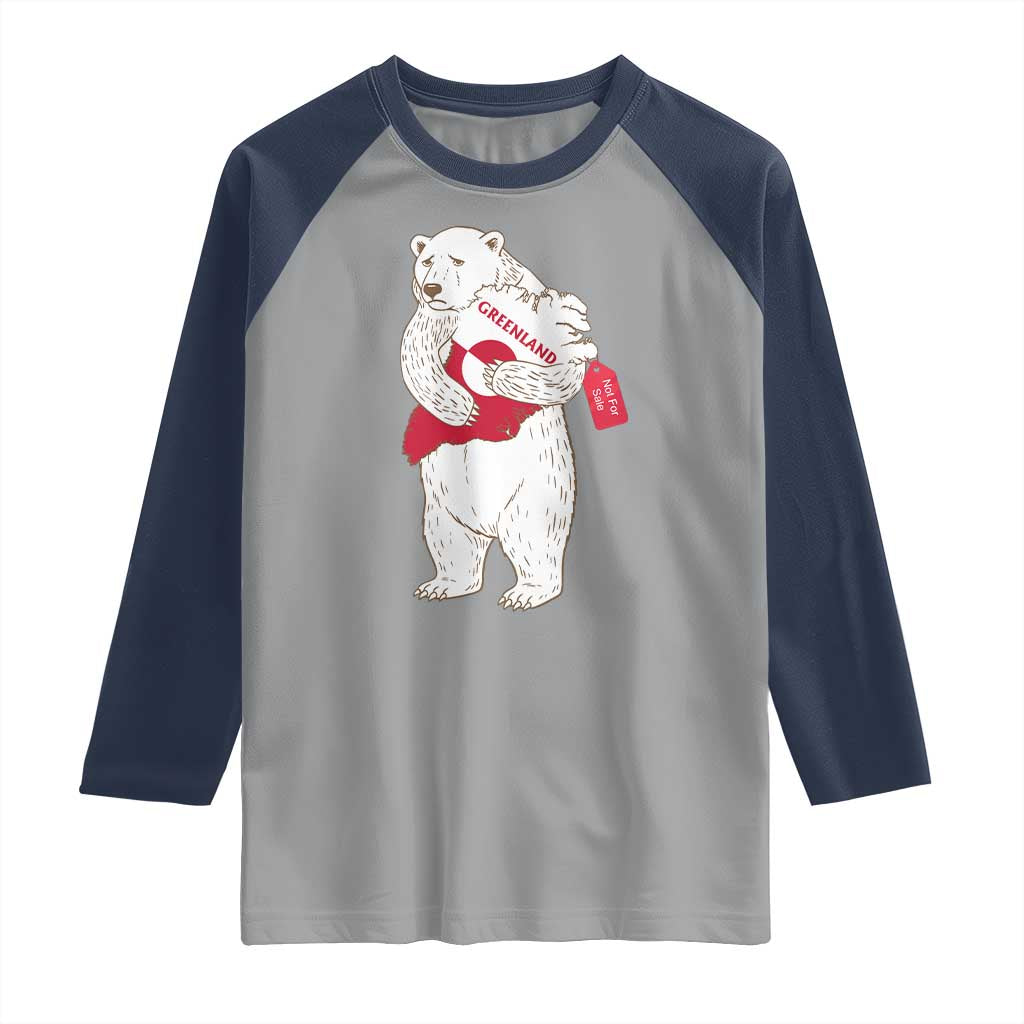Greenland Is Not For Sale Raglan Shirt Greenland Bear Hug TS11 Sport Gray Navy Print Your Wear