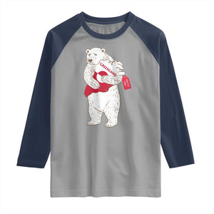Greenland Is Not For Sale Raglan Shirt Greenland Bear Hug TS11 Sport Gray Navy Print Your Wear